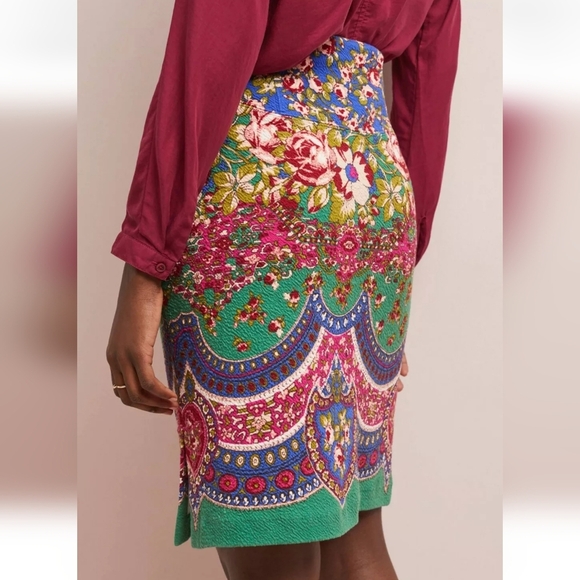Anthropologie New Maeve Sheffield Colorful Floral Stretch Pencil Skirt Size 12 - Picture 4 of 13